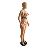 Knit Ripple Lapel Romper GCNF-0218