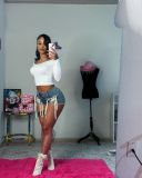 Fashion Denim Bandage Shorts QXTF-8306
