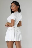 Short Sleeve Knits Sport Two Piece Skirts Set OSM-4411