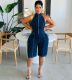 Fashion Denim Sleeveless Zipper Jumpsuit MEM-88558
