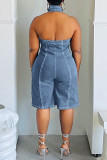 Fashion Denim Sleeveless Zipper Jumpsuit MEM-88558