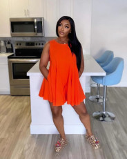 Solid Color Sleeveless Loose Mini Dress BGN-341