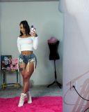 Fashion Denim Bandage Shorts QXTF-8306
