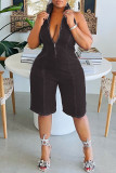 Fashion Denim Sleeveless Zipper Jumpsuit MEM-88558