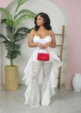 Lace Ruffle Sexy See-Through Pants AIL-267