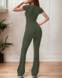 Short Sleeve Solid Color Jumpsuit ME-8494
