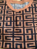 Mesh Print Short Sleeve Two Piece Short Set ORY-5241-1