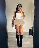 Solid Color Mini Pleated Bubble Skirt QXLB-10100
