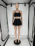 Solid Color Shirt+Vest+Pleated Skirt 3 Piece Set QXLB-10091