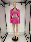 Solid Color Shirt+Vest+Pleated Skirt 3 Piece Set QXLB-10091