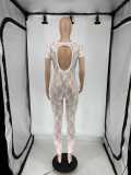 Lace See Through Backless Nightclub Jumpsuit QXLB-10075