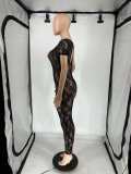 Lace Short Sleeve Backless Nightclub Jumpsuit QXLB-10096