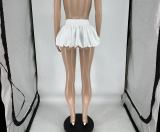 Solid Color Mini Pleated Bubble Skirt QXLB-10100