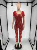 Lace See Through Backless Nightclub Jumpsuit QXLB-10075