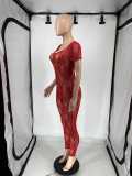 Lace See Through Backless Nightclub Jumpsuit QXLB-10075