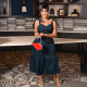 Plus Size Sling Sleeveless Denim Maxi Dress GDAM-218382