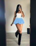 Solid Color Mini Pleated Bubble Skirt QXLB-10100
