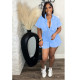 Print Pleated Deep V Neck Romper QXLB-10086