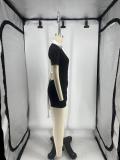 Contrast Color Lapel Tight Romper QXLB-10070