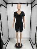 Cross V Neck Off Shoulder Romper QXLB-10073