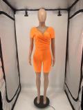 Cross V Neck Off Shoulder Romper QXLB-10073