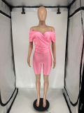 Cross V Neck Off Shoulder Romper QXLB-10073