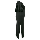 Plus Size Half Sleeve Tassel Split Long Dress GDAM-218386