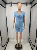 Cross V Neck Off Shoulder Romper QXLB-10073