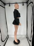 Solid Color Shirt+Vest+Pleated Skirt 3 Piece Set QXLB-10091