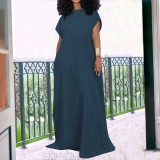 Plus Size Denim Sleeveless Backless Maxi Dress GDAM-218392