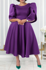 Solid Color Loose Big Swing Evening Dress BGN-BN0015