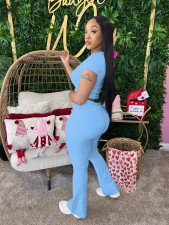 Solid Color Short Sleeve Pants Two Piece Set QXLB-10081