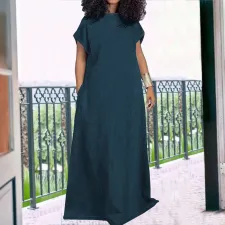 Plus Size Denim Sleeveless Backless Maxi Dress GDAM-218392