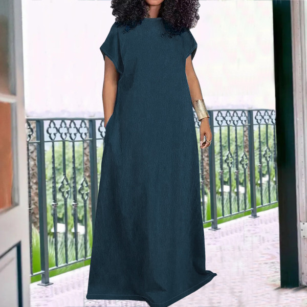 Plus Size Denim Sleeveless Backless Maxi Dress GDAM-218392