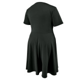 Plus Size Hollow Out Patchwork Midi Dress GDAM-218387