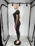 Lace See Through Backless Nightclub Jumpsuit QXLB-10075