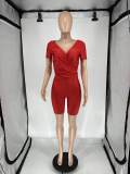 Cross V Neck Off Shoulder Romper QXLB-10073