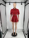 Solid Color Short Sleeve Tops 2 Piece Skirts Set QXLB-10071