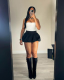 Solid Color Mini Pleated Bubble Skirt QXLB-10100