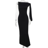 Sexy Solid Color Lace-up Maxi Dress FL-JY24115