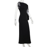Sexy Solid Color Lace-up Maxi Dress FL-JY24115