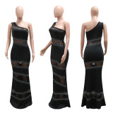 Hot Drill Solid Patchwork Maxi Dress CYA-901116
