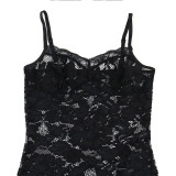 Solid Color Lace Sling Mini Dress CYA-901125