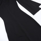 Sexy Solid Color Lace-up Maxi Dress FL-JY24115