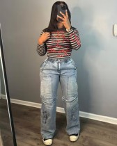 Fashion Denim Multi Pocket Jeans MEM-88573