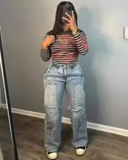 Fashion Denim Multi Pocket Jeans MEM-88573