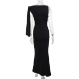 Sexy Solid Color Lace-up Maxi Dress FL-JY24115