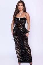 Gold Velvet Hollow Out Light Bodycon Dress ZSD-0661