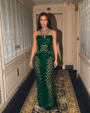 Gold Velvet Hollow Out Light Bodycon Dress ZSD-0661