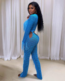 Tassel Knit Hollow Out Split Jumpsuit ZSD-0310